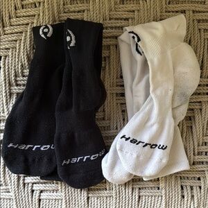 Harrow Women M Field Hockey Socks Black White Pairs Knee High